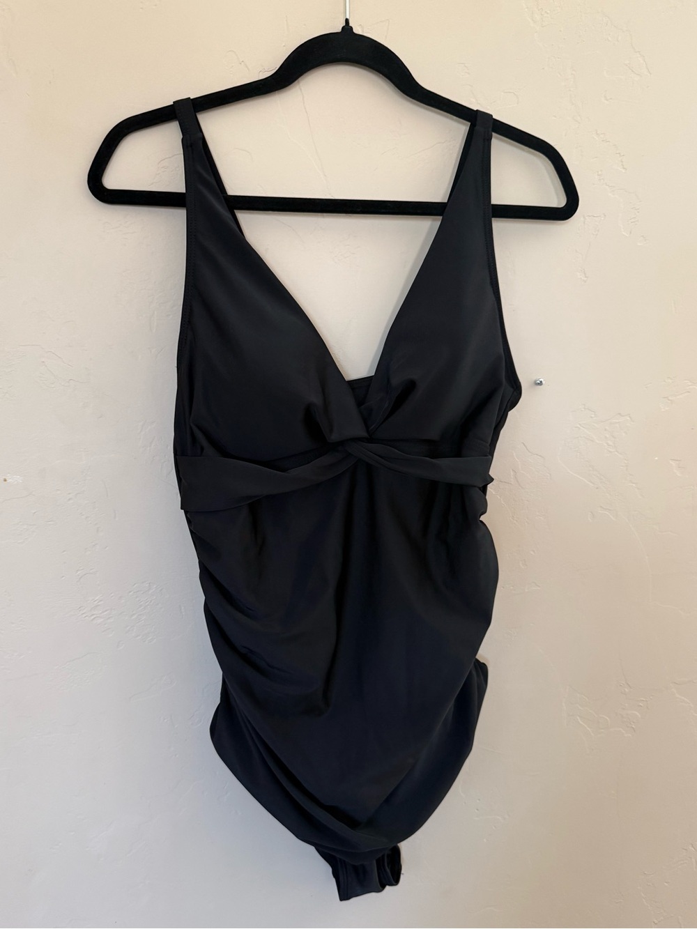 Smismivo Black Ruched One Piece Swimsuit Twist Front Swimwear XXL - Picture 3 of 11